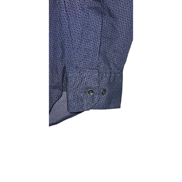 Robert Barakett Mens Long Sleeve Button-Down Shirt Size M Blue Microprint 100% C - Picture 2 of 9